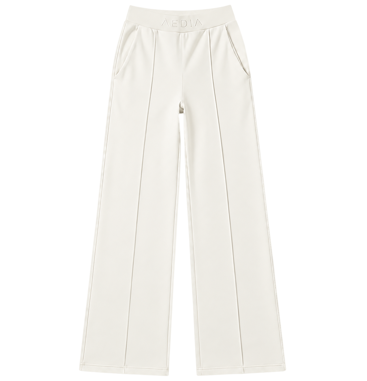 AEDIA Wide Leg Pants in Milk — defringed front flat