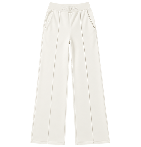 AEDIA Wide Leg Pants in Milk — defringed front flat