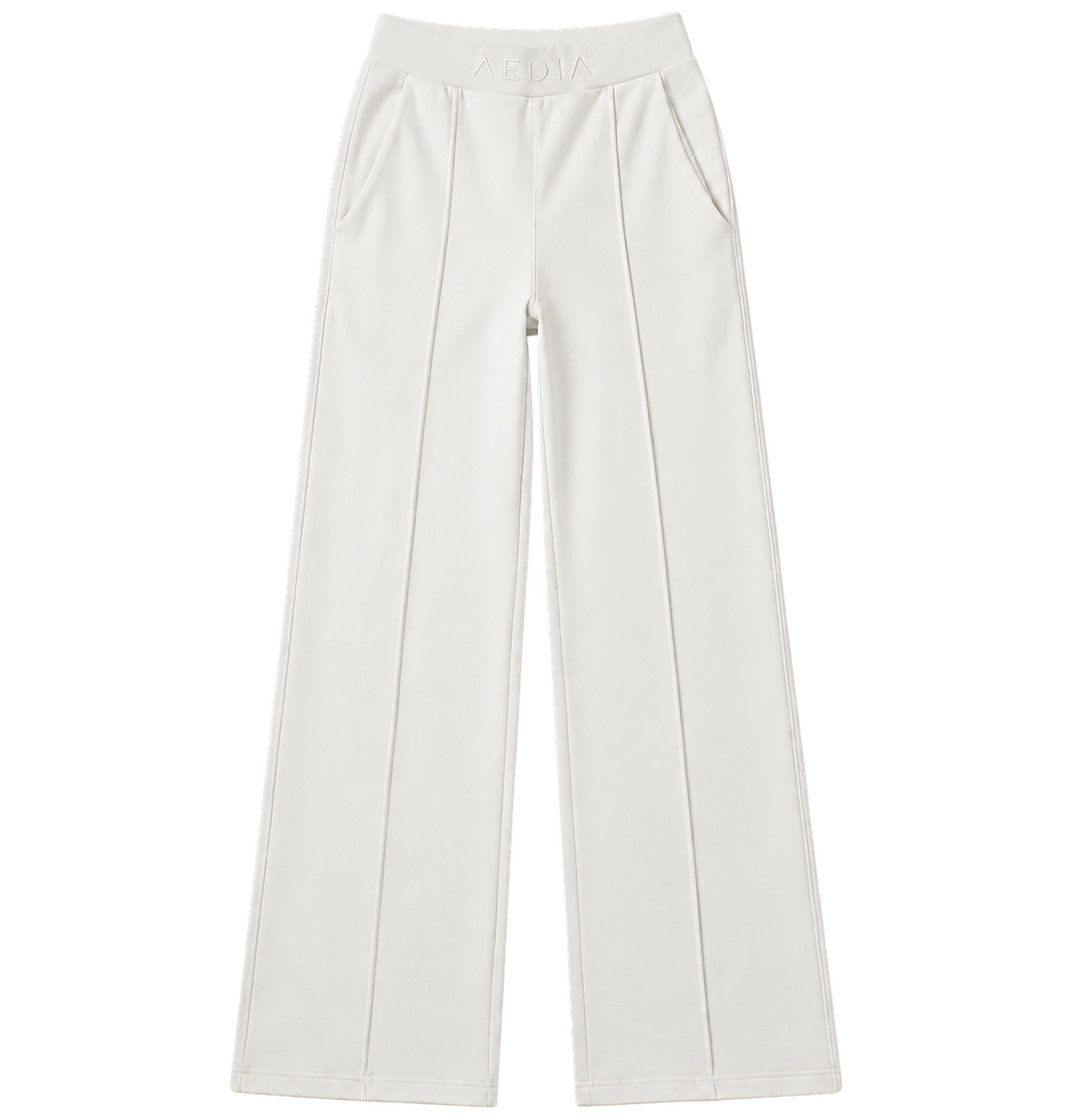 AEDIA Wide Leg Pants in Milk — front flat
